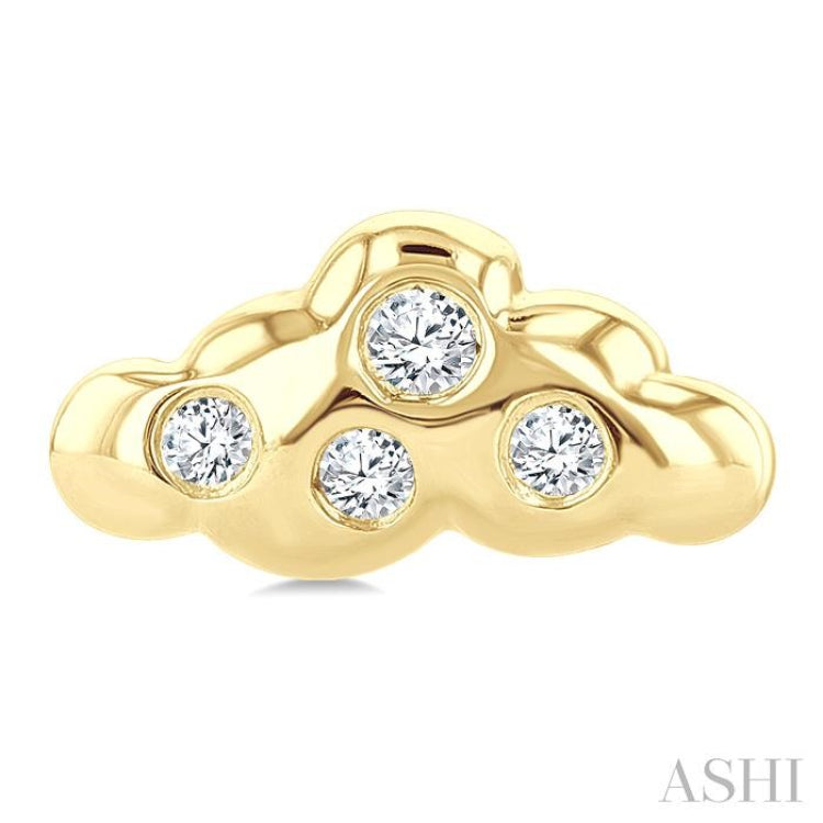 1/20 Ctw Single Cut Diamond Cloud Petite Fashion Earrings in 10K Yellow Gold
