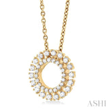 1/4 Ctw Circle Round Cut Diamond Fashion Pendant With Chain in 10K Yellow Gold