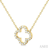 1/8 Ctw Petite Clover Round Cut Diamond Fashion Pendant With Chain in 10K Yellow Gold