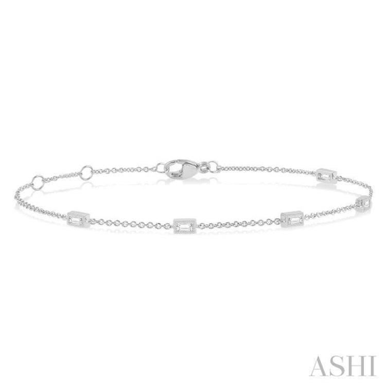 1/4 Ctw Petite Baguette Diamond Station Bracelet in 10K White Gold