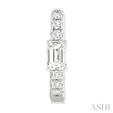 3/8 Ctw Octagon Shape and Round Cut Diamond Fashion Huggie Petite Earrings in 14K White Gold