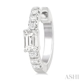 3/8 Ctw Octagon Shape and Round Cut Diamond Fashion Huggie Petite Earrings in 14K White Gold