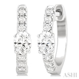 3/8 Ctw Oval Shape and Round Cut Diamond Fashion Huggie Petite Earrings in 14K White Gold