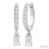 3/8 Ctw Octagon Shape and Round Cut Diamond Fashion Huggie Petite Earrings in 14K White Gold