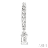 3/8 Ctw Octagon Shape and Round Cut Diamond Fashion Huggie Petite Earrings in 14K White Gold