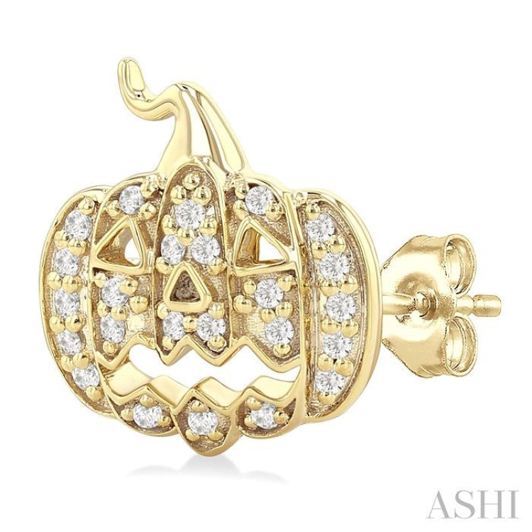 1/6 Ctw Petite Pumpkin Single Cut Diamond Fashion Earrings in 10K Yellow Gold
