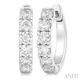1 Ctw Round Cut Diamond Hoop Earrings in 14K White Gold