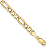 14K 8 inch 5.75mm Semi-Solid Figaro with Lobster Clasp Bracelet