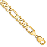 14K 9 inch 10mm Flat Figaro with Lobster Clasp Chain