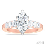 1 ctw Marquise Shape Emerald and Round Cut Diamond Semi Mount Engagement Ring in 14K Rose and White Gold