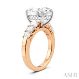 1 1/4 Ctw Oval Shape Emerald and Round Cut Diamond Semi-Mount Engagement Ring in 14K Rose and White Gold