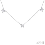 1/5 ctw Butterfly Motif Round Cut Diamond Station Necklace in 14K White Gold