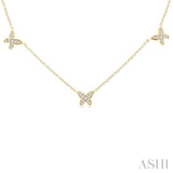 1/5 ctw Butterfly Motif Round Cut Diamond Station Necklace in 14K Yellow Gold