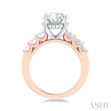 1 1/4 Ctw Oval Shape Oval and Round Cut Diamond Semi Mount Engagement Ring in 14K Rose and White Gold