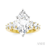 1 1/4 Ctw Marquise Shape Oval and Round Cut Diamond Semi-Mount Engagement Ring in 14K Yellow and White Gold
