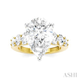 1 1/4 Ctw Pers Shape Oval and Round Cut Diamond Semi-Mount Engagement Ring in 14K Yellow and White Gold