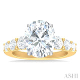 1 1/4 ctw Oval Shape Round Cut Diamond Semi Mount Engagement Ring in 14K Yellow and White Gold