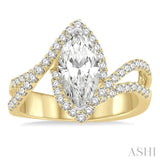 5/8 ctw Marquise Center Bypass Shank Semi Mount Round Cut Diamond Ring in 14K Yellow and White Gold
