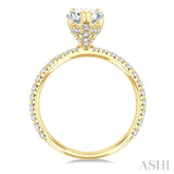5/8 Ctw Round Cut Diamond Pear Shape Semi-Mount Engagement Ring in 14K Yellow Gold