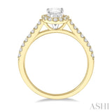 1/6 ctw Oval Shape Semi-Mount Diamond Engagement Ring in 14K Yellow and White Gold