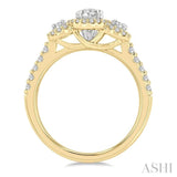 5/8 ctw Oval Shape Past, Present & Future Round Cut Diamond Semi Mount Engagement Ring in 14K Yellow and White Gold