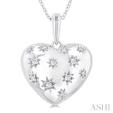 1/10 ctw Bold Star Engraved Puffed Heart Round Cut Diamond Pendant With Chain in Sterling Silver