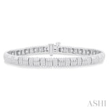 3/4 ctw Ribbed Round Cut Diamond Fashion Bracelet in 14K White Gold