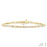1 ctw Double Row Round Cut Diamond Bar Link Tennis Bracelet in 10K Yellow Gold