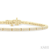 1 ctw Double Row Round Cut Diamond Bar Link Tennis Bracelet in 10K Yellow Gold