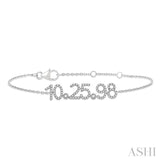 1/4 Ctw '10.25.98'  Date Diamond Bracelet in 10K White Gold