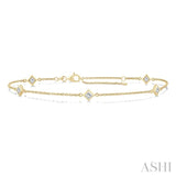 1/2 ctw Princess Cut Diamond Station Bracelet in 14K Yellow Gold