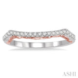 1/5 ctw Round Cut Diamond Two Tone Wedding Band in 14K White and Rose Gold
