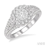 3/4 Ctw Diamond Lovebright Engagement Ring in 14K White Gold