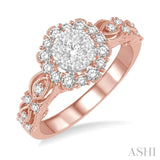3/4 Ctw Diamond Lovebright Ring in 14K Rose and White Gold