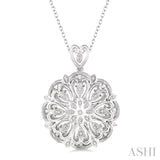 1/20 Ctw Snowflake Round Cut Diamond Fashion Pendant with Chain in Sterling Silver