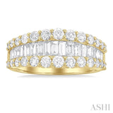 1 5/8 Ctw Baguette and Round Cut Diamond Fashion Band in 14K Yellow Gold
