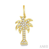 1/2 Ctw Round Cut Diamond Palm Tree Earrings in 14K Yellow Gold