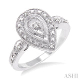 1/20 Ctw Pear Shape Single Cut Diamond Ring in Sterling Silver