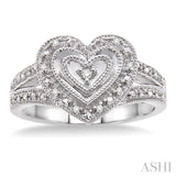 1/20 Ctw Heart Shape Single Cut Diamond Ring in Sterling Silver