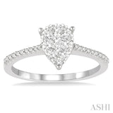 1/2 Ctw Pear Shape Diamond Lovebright Ring in 14K White Gold