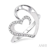 1/10 ctw Round Cut Diamond Heart Shape Ring in Sterling Silver