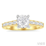 1/4 Ctw Baguette and Round Cut Diamond Semi-Mount Engagement Ring in 14K Yellow and White Gold