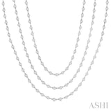 15 Ctw Bezel Set Round Cut Diamond Layered 60-Inch Necklace in 14K White Gold