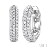 1/2 Ctw Triple Row Round Cut Diamond Fashion Huggies in 14K White Gold