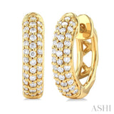 1/2 Ctw Triple Row Round Cut Diamond Fashion Huggies in 14K Yellow Gold