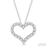 2.00 Ctw Heart Shape Round Cut Diamond Pendant With Chain in 14K White Gold