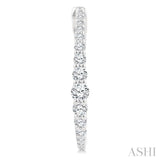 1 Ctw Round Cut Diamond Graduated Riviera Hoop Earrings in 14K White Gold