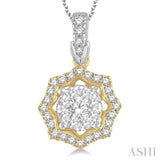 1/3 Ctw Star Lattice Lovebright Round Cut Diamond Pendant With Chain in 14K White and Yellow Gold