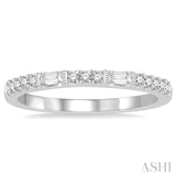 1/4 Ctw Baguette and Round Cut Diamond Stack Band in 14K White Gold