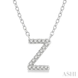 1/20 Ctw Initial 'Z' Round Cut Diamond Pendant With Chain in 10K White Gold